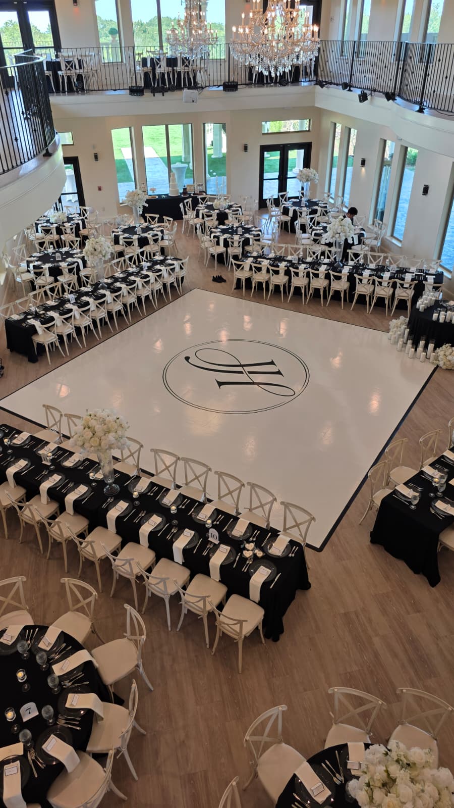 Custom wedding dance floor installation by Events by Orion